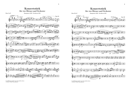 Concert Piece for four Horns and Orchestra op. 86 - Schumann/Schumann - Four Horns/Piano Reduction - Score/Parts