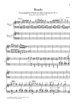Rondo in B flat major WoO 6 - Beethoven/Kuthen - Piano/Piano Reduction (2 Pianos, 4 Hands) - Sheet Music