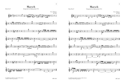 March K. 248, Divertimento K. 247 (First Lodron Night Music) - Mozart/Loy - Chamber Sextet - Parts Set