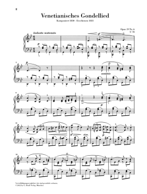 Venetian Gondola Songs - Mendelssohn /Elvers /Scheideler - Piano - Book