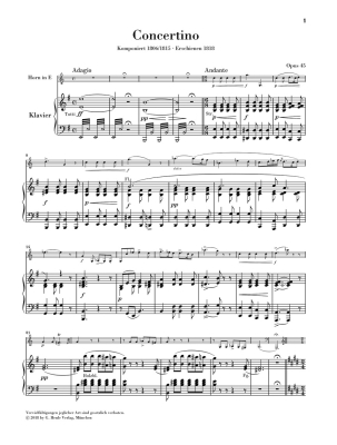 Concertino op. 45 for Horn and Orchestra (Piano Reduction) - Weber/Rahmer - Horn/Piano - Sheet Music