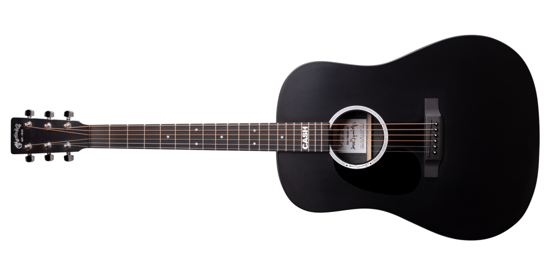 DX Johnny Cash Dreadnought HPL Acoustic-Electric Guitar, Left-Handed - Jett Black