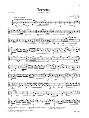 Terzetto in C major op. 74 - Dvorak/Oppermann - String Trio (2 Violins/Viola) - Parts Set
