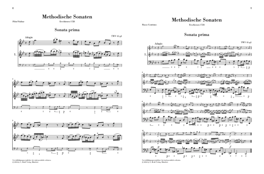 Methodical Sonatas, Volume I - Telemann/Kostujak - Flute or Violin/Continuo - Score/Parts