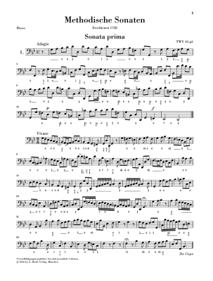 Methodical Sonatas, Volume I - Telemann/Kostujak - Flute or Violin/Continuo - Score/Parts