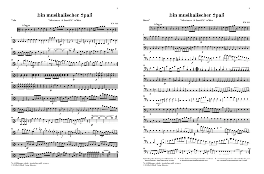 A Musical Joke K. 522 for 2 Violins, Viola, Basso and 2 Horns in F - Mozart/Loy - Chamber Sextet - Parts Set