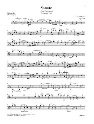 Sonata no. 1 in D minor op. 109 - Faure /Kolb /Geringas - Cello/Piano - Book