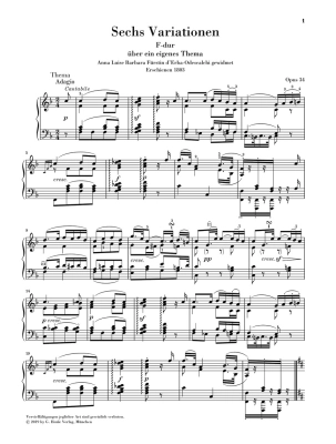 Six Variations in F major op. 34 - Beethoven/Loy - Piano - Sheet Music