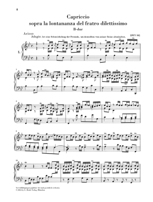 Capriccio sopra la lontananza del fratro dilettissimo in B flat major BWV 992 - Bach/Dadelsen - Piano - Sheet Music