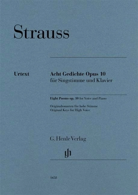 Eight Poems op. 10 - Strauss/Oppermann - High Voice/Piano - Book