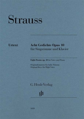 G. Henle Verlag - Eight Poems op. 10 - Strauss/Oppermann - High Voice/Piano - Book