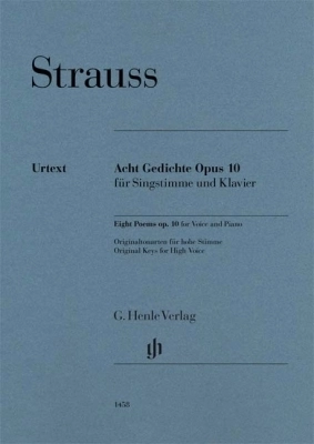 G. Henle Verlag - Eight Poems op. 10 - Strauss/Oppermann - High Voice/Piano - Book