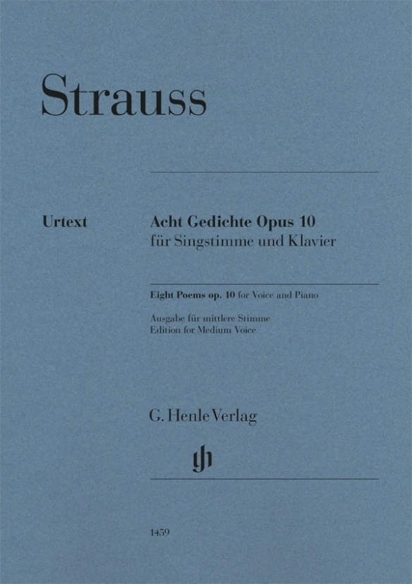 Eight Poems op. 10 - Strauss/Oppermann - Medium Voice/Piano - Book