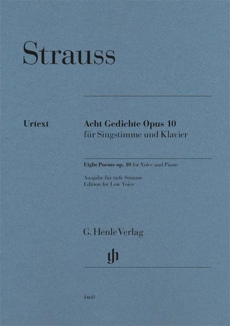 Eight Poems op. 10 - Strauss/Oppermann - Low Voice/Piano - Book