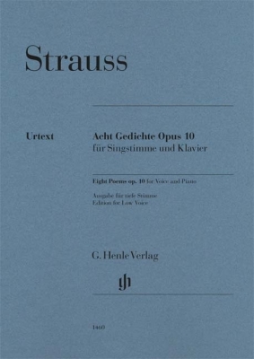 G. Henle Verlag - Eight Poems op. 10 - Strauss/Oppermann - Low Voice/Piano - Book