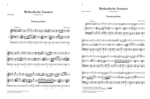 Methodical Sonatas, Volume II - Telemann/Kostujak - Flute or Violin/Continuo - Score/Parts