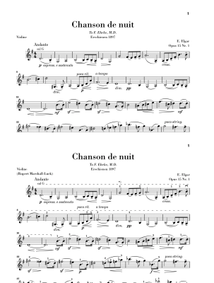 Chanson de nuit, Chanson de matin op. 15 - Elgar/Marshall-Luck - Violin/Piano - Book