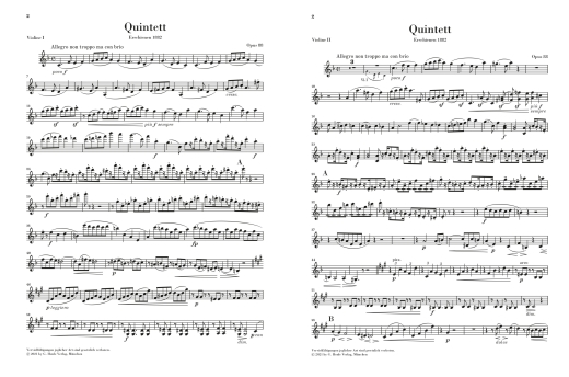 String Quintet no. 1 in F major op. 88 - Brahms/Kirsch - String Quintet - Parts Set