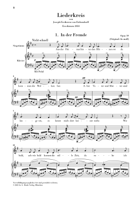 Liederkreis op. 39, On Poems by Eichendorff, Versions 1842 and 1850 - Schumann/Ozawa - Low Voice/Piano - Book