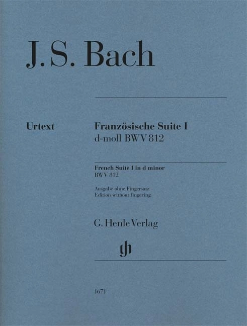 French Suite I in D minor BWV 812 (Revised Edition - w/o Fingering) - Bach/Scheideler - Piano - Book