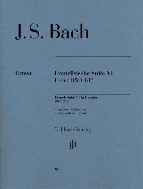 French Suite VI in E major BWV 817 (Revised Edition - w/o Fingering) - Bach/Scheideler - Piano - Book