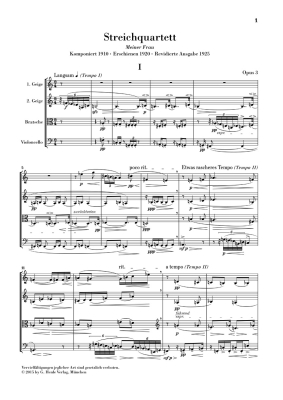 String Quartet op. 3 - Berg/Scheideler - Study Score - Book
