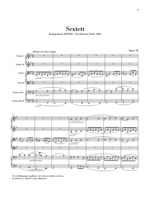 String Sextet no. 1 in B flat major op. 18 - Brahms/Eich - Study Score - Book