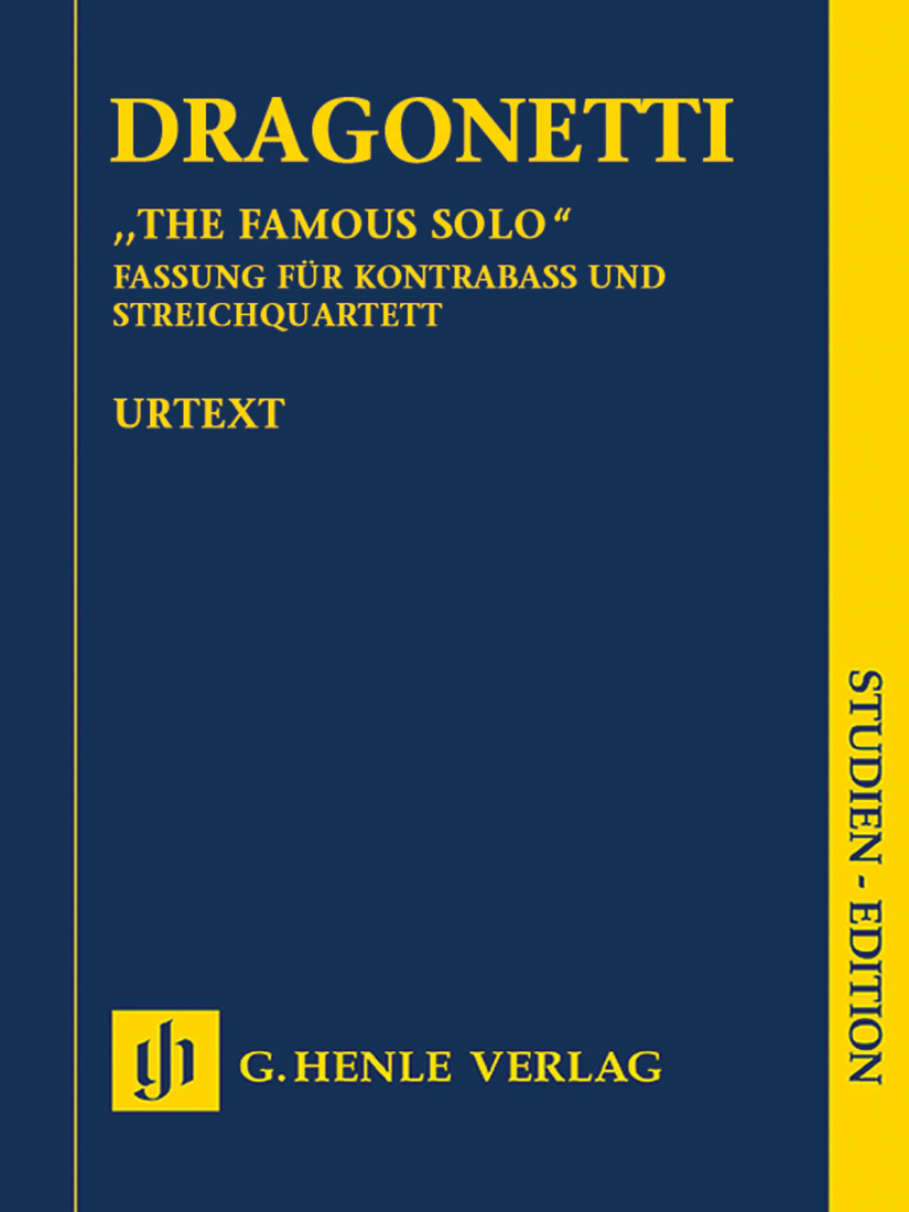 \'\'The Famous Solo\'\' for Double Bass and Orchestra - Dragonetti/Glockler - Study Score - Book