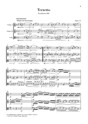 Terzetto in C major op. 74 for two Violins and Viola - Dvorak/Oppermann - Study Score - Book