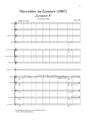 Overture no. 1 for the Opera \'\'Leonore\'\' (1807) - Beethoven/Luhning - Study Score - Book