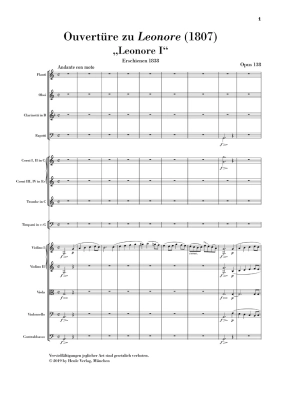 Overture no. 1 for the Opera \'\'Leonore\'\' (1807) - Beethoven/Luhning - Study Score - Book