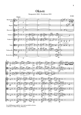 Octet in F major D 803 - Schubert/Jost - Study Score - Book