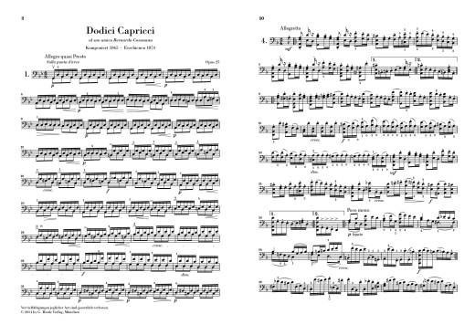 12 Capricci op. 25 for Violoncello solo - Piatti/Bellisario - Study Score - Book