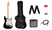 Squier - Sonic Stratocaster Pack w\/Frontman 10G and Gig Bag - Black