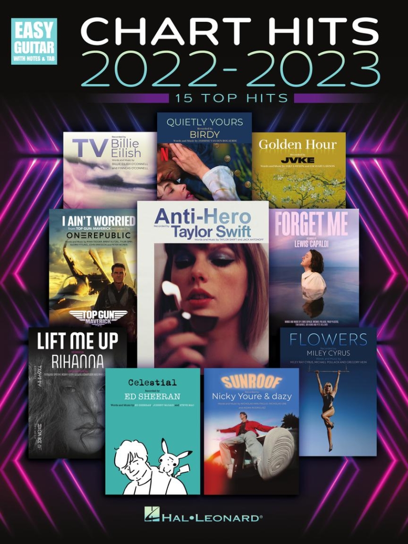 Chart Hits of 2022-2023: 15 Top Hits - Easy Guitar TAB - Book