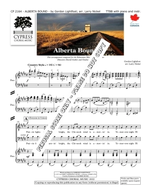 Alberta Bound - Lightfoot/Nickel - TTBB