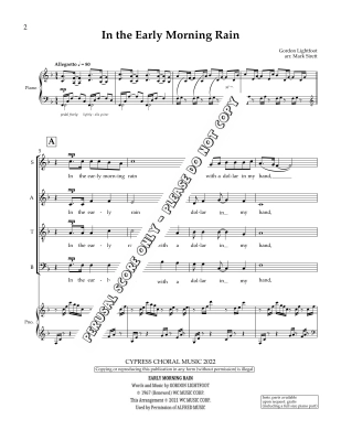 In the Early Mornin\' Rain - Lightfoot/Sirett - SATB