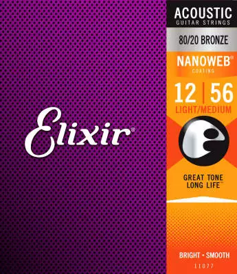 Elixir Strings - Nano Web 12-56 Light/Medium Acoustic Strings