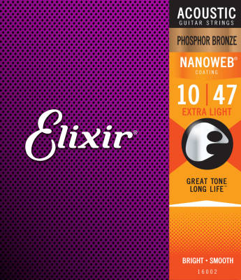 Elixir Strings - NANOWEB Phospher Bronze 10-47 Extra Light Acoustic Strings