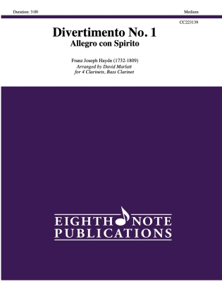 Eighth Note Publications - Divertimento No.1: Allegro con Spirito Haydn, Marlatt Quintette de clarinettes Niveau intermdiaire