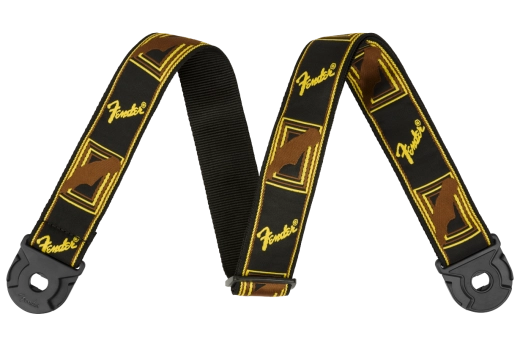 Fender - Quick Grip Locking End Strap, 2 - Black/Yellow & Brown Monogram