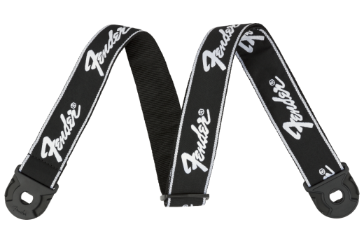 Fender - Quick Grip Locking End Strap, 2 - Black with White Running Logo