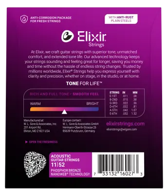 NANOWEB Phospher Bronze 11-52 Custom Light Acoustic Strings
