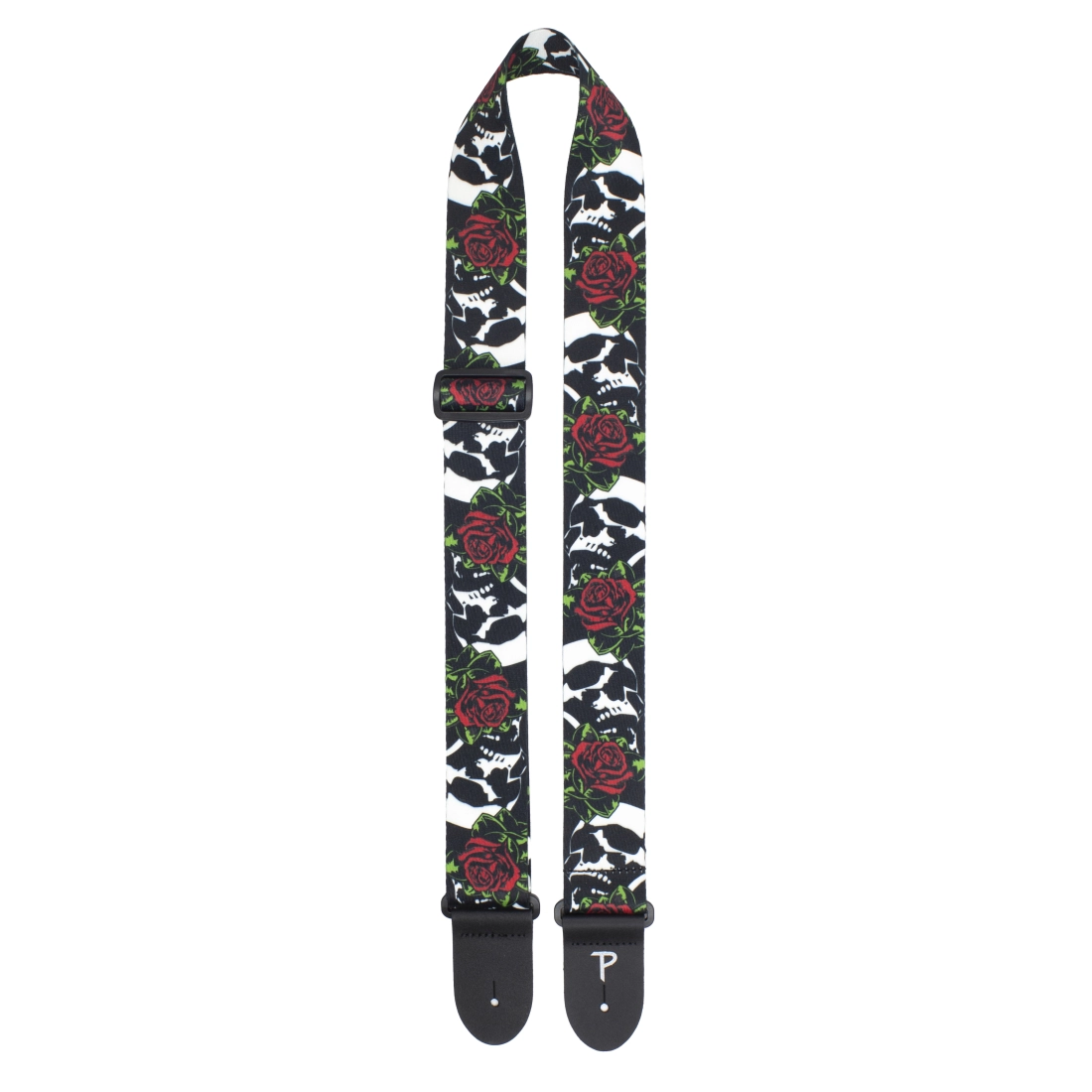 2\'\' Polyester Guitar Strap - Skull & Roses