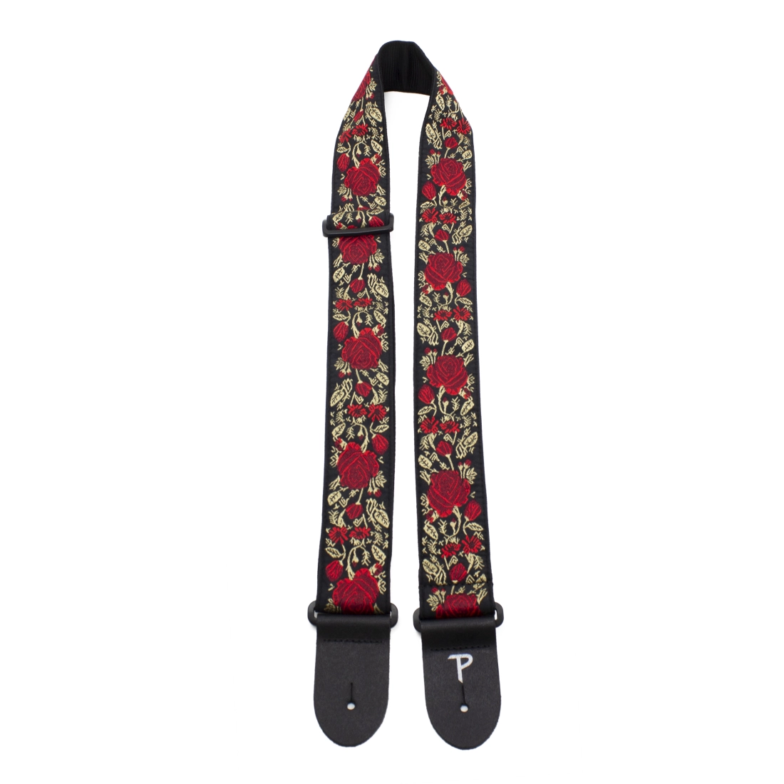 2\'\' Jacquard Guitar Strap - Red Rose