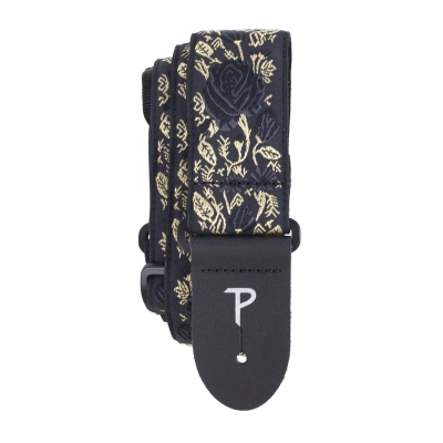 2\'\' Jacquard Guitar Strap - Black Rose