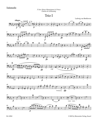 Trios for Pianoforte, Violin and Violoncello op. 1 - Beethoven/Del Mar - Score/Parts