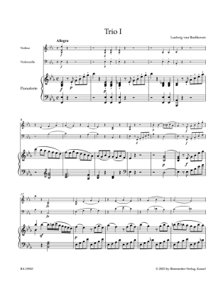 Trios for Pianoforte, Violin and Violoncello op. 1 - Beethoven/Del Mar - Score/Parts