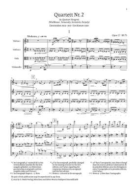 String Quartet no. 2 Op. 17 - Bartok/Somfai - Study Score - Book