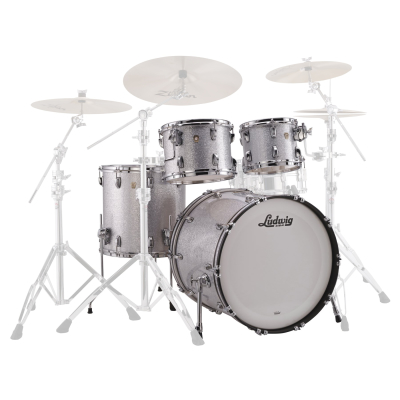 Ludwig Drums - Classic Maple Pro Beat 4-Piece Shell Pack (22,10,12,16) - Silver Sparkle